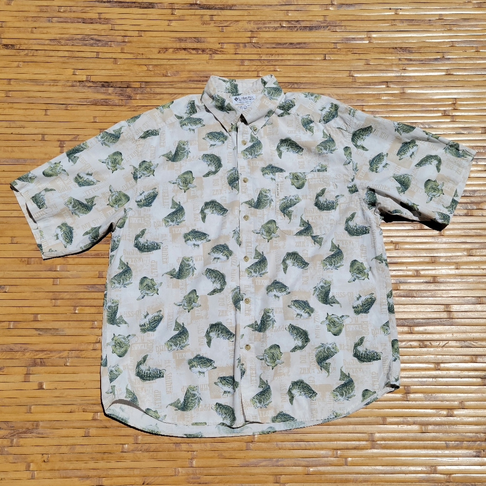 Columbia Sport Fish Bass Print Short Sleeve Shirt XL